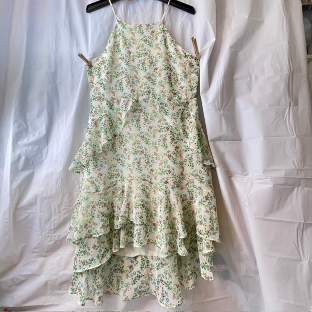 Banana Republic Floral Tiered‎ Ruffle High-Low Halter Midi Dress NWT Sz 10